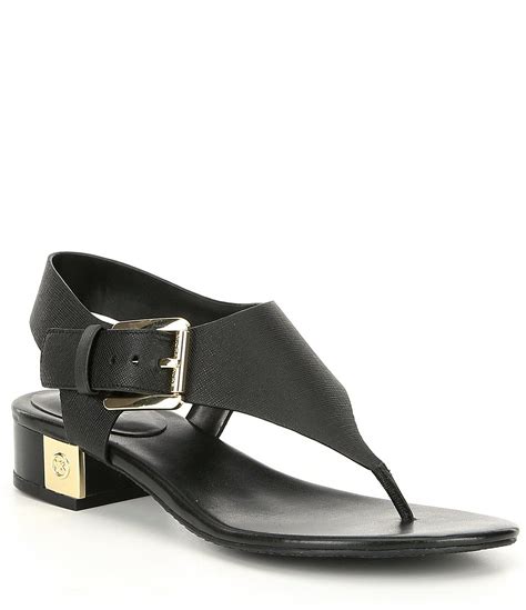 michael michael kors london thong women's sandals black vachetta cork|Michael Kors Michael London Thong Sandals in Black .